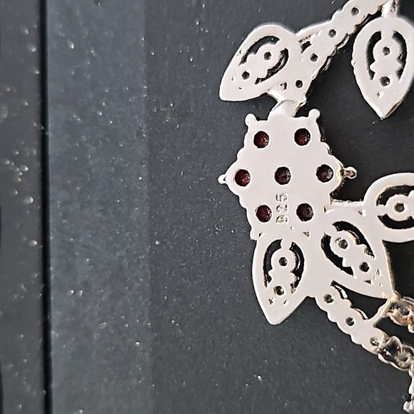 Sterling Silver Ruby Floral Pendant - Picture 3 of 4